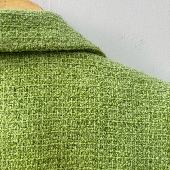 Sag Harbor Lined Blazer Jacket Bright Green Fringe Acrylic Women’s Size 12 - Picture 11 of 13